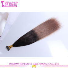 Venta por mayor alta calidad sin procesar color ombre recto sedoso punta de extensiones de pelo remy indio del 100%